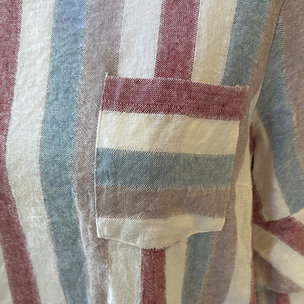 URBAN Romantics Striped Cotton/Linen Top with Pocket - Picture 4 of 11